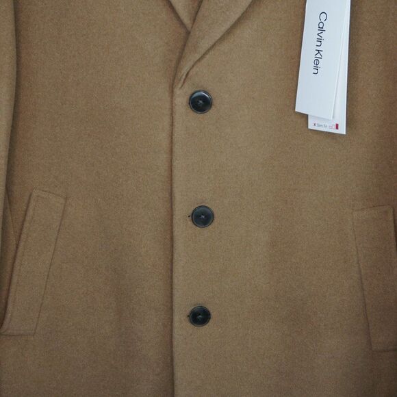Calvin Klein Prosper Wool Blend X-Fit Slim Fit Overcoat Coat in Camel size 48Reg - Picture 6 of 16